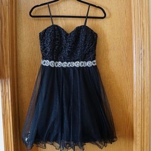 Strapless Black and Silver homecoming dress